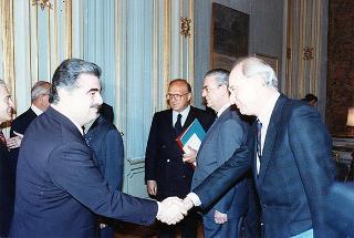 Il Presidente della Repubblica Oscar Luigi Scalfaro incontra Rafic Hariri, primo Ministro della Repubblica Libanese