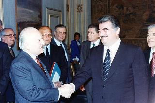 Il Presidente della Repubblica Oscar Luigi Scalfaro incontra Rafic Hariri, primo Ministro della Repubblica Libanese