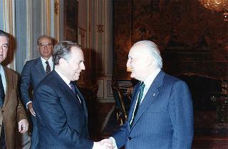 Il Presidente della Repubblica Oscar Luigi Scalfaro con il Presidente del Consiglio Carlo Azeglio Ciampi