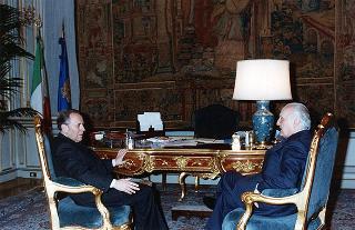 Il Presidente della Repubblica Oscar Luigi Scalfaro con il Presidente del Consiglio Carlo Azeglio Ciampi
