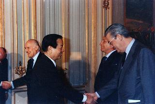 Il Presidente Oscar Luigi Scalfaro incontra Qian Qichen, vice primo Ministro e Ministro degli affari esteri della Repubblica Popolare Cinese