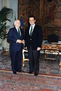 Il Presidente della Repubblica Oscar Luigi Scalfaro in udienza privata con Paolo Viana