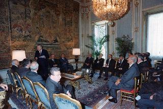 Incontro del Presidente Scalfaro con l'avv. Pier Luigi Cassietti, Presidente dell'Assitalia, con dirigenti e agenti, per il 70° anniversario di fondazione