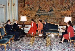 Il Presidente della Repubblica Oscar Luigi Scalfaro incontra l'on. Lucia Fronza Crepaz, con Danilo e Annamaria Zanzucchi, responsabili centrali del Movimento famiglie nuove