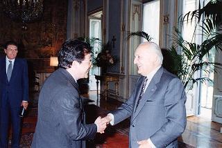 Il Presidente della Repubblica Oscar Luigi Scalfaro incontra l'on. Enzo Bianco, sindaco di Catania
