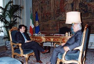 Il Presidente della Repubblica Oscar Luigi Scalfaro incontra l'on. Enzo Bianco, sindaco di Catania