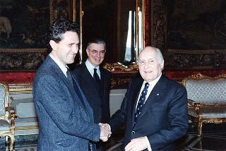 Il Presidente della Repubblica Oscar Luigi Scalfaro incontra l'on. Francesco Rutelli, nuovo sindaco di Roma