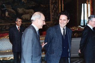 Il Presidente della Repubblica Oscar Luigi Scalfaro incontra l'on. Francesco Rutelli, nuovo sindaco di Roma