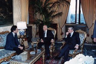 Il Presidente della Repubblica Oscar Luigi Scalfaro incontra l'on. Francesco Rutelli, nuovo sindaco di Roma