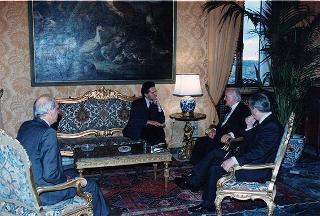 Il Presidente della Repubblica Oscar Luigi Scalfaro incontra l'on. Francesco Rutelli, nuovo sindaco di Roma