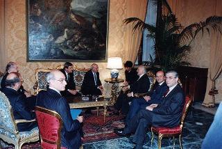 Il Presidente della Repubblica Oscar Luigi Scalfaro riceve la vista di Frederick W. De Klerck, Presidente della Repubblica del Sudafrica