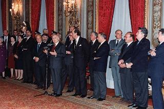 Mario Pescante, presidente del CONI, con gli atleti e i dirigenti insigniti di medaglie d'oro al valore atletico e Stelle d'oro al merito sportivo