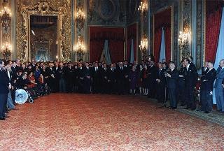 Mario Pescante, presidente del CONI, con gli atleti e i dirigenti insigniti di medaglie d'oro al valore atletico e Stelle d'oro al merito sportivo