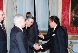 Il Presidente della Repubblica Oscar Luigi Scalfaro riceve la visita di Carlos Saul Menem, Presidente della Repubblica Argentina