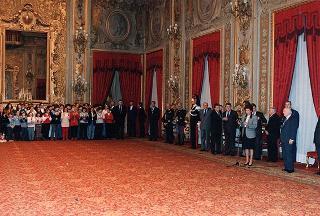 Il Presidente della Repubblica Oscar Luigi Scalfaro riceve la visita dell'on. Rosa Russo Jervolino, ministro della pubblica istruzione, con i promotori, la giuria ed i vincitori del 43° Premio "Livio Tempesta"