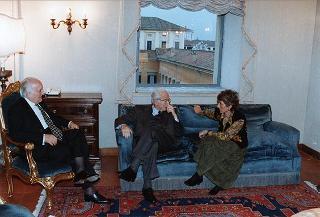 Il Presidente della Repubblica Oscar Luigi Scalfaro con il Sen. Francesco Cossiga