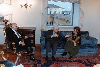 Il Presidente della Repubblica Oscar Luigi Scalfaro con il Sen. Francesco Cossiga