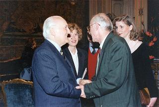 Incontro del Presidente della Repubblica Oscar Luigi Scalfaro con Muhamed Kresevljakovic, sindaco di Sarajevo, e l'on. Emma Bonino