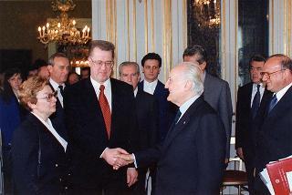 Il Presidente della Repubblica Oscar Luigi Scalfaro incontra Guntis Ulmanis, Presidente della Repubblica Lettone