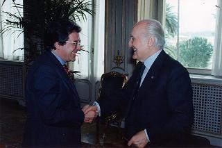 Incontro del Presidente della Repubblica Oscar Luigi Scalfaro con l'on. Enzo Bianco, sindaco di Catania