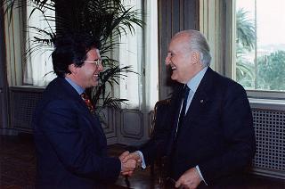 Incontro del Presidente della Repubblica Oscar Luigi Scalfaro con l'on. Enzo Bianco, sindaco di Catania