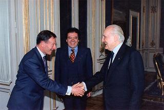 Incontro del Presidente della Repubblica Oscar Luigi Scalfaro con l'on. Enzo Bianco, sindaco di Catania
