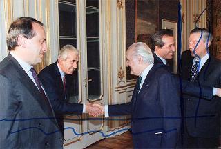 Il Presidente della Repubblica Oscar Luigi Scalfaro incontra Luigi Abete, presidente della Confindustria, e i segretari generali della CGIL, Bruno Trentin, della CISL, Sergio D'Antoni e della UIL, Pietro Larizza