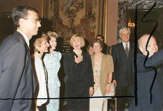 Incontro del Presidente della Repubblica Oscar Luigi Scalfaro con il Presidente degli Stati Uniti d'America Bill Clinton e la Signora Hillary Clinton e successivo colloquio