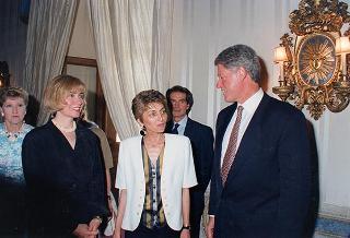 Incontro del Presidente della Repubblica Oscar Luigi Scalfaro con il Presidente degli Stati Uniti d'America Bill Clinton e la Signora Hillary Clinton e successivo colloquio