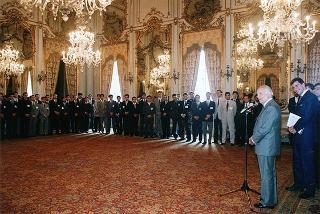 Il Presidente della Repubblica Oscar Luigi Scalfaro riceve in visita di omaggio l'ing. Stefano Magnaldi con i partecipanti al Convegno del Regnum Christi "Apostoli per la nuova evangelizzazione"