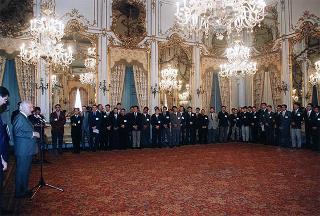 Il Presidente della Repubblica Oscar Luigi Scalfaro riceve in visita di omaggio l'ing. Stefano Magnaldi con i partecipanti al Convegno del Regnum Christi "Apostoli per la nuova evangelizzazione"