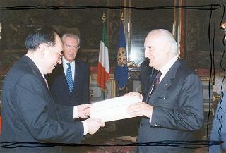 Wu Minglian, nuovo ambasciatore della Repubblica Popolare Cinese: presentazione di lettere credenziali