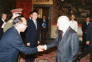Wu Minglian, nuovo ambasciatore della Repubblica Popolare Cinese: presentazione di lettere credenziali