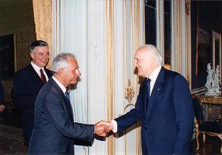 Il Presidente della Repubblica Oscar Luigi Scalfaro incontra Michele Coiro, nuovo procuratore della Repubblica di Roma