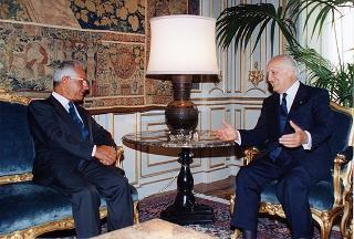 Il Presidente della Repubblica Oscar Luigi Scalfaro incontra Michele Coiro, nuovo procuratore della Repubblica di Roma
