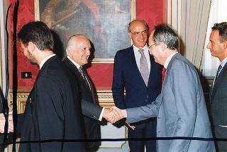 Incontro del Presidente della Repubblica Oscar Luigi Scalfaro con Enzo Iacopino, presidente dell'Associazione stampa parlamentare, e il Consiglio direttivo