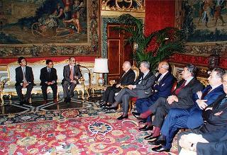 Incontro del Presidente della Repubblica Oscar Luigi Scalfaro con Enzo Iacopino, presidente dell'Associazione stampa parlamentare, e il Consiglio direttivo