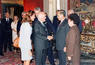 Incontro del Presidente della Repubblica Oscar Luigi Scalfaro con il Presidente della Repubblica delle Filippine e signora Ramos, e successiva colazione nel Belvedere del Torrino
