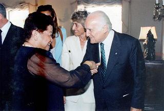 Incontro del Presidente della Repubblica Oscar Luigi Scalfaro con il Presidente della Repubblica delle Filippine e signora Ramos, e successiva colazione nel Belvedere del Torrino