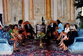 Incontro del Presidente della Repubblica Oscar Luigi Scalfaro con il Presidente della Repubblica delle Filippine e signora Ramos, e successiva colazione nel Belvedere del Torrino