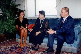 Incontro del Presidente della Repubblica Oscar Luigi Scalfaro con il Presidente della Repubblica delle Filippine e signora Ramos, e successiva colazione nel Belvedere del Torrino