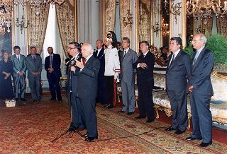 Il Presidente della Repubblica Oscar Luigi Scalfaro incontra  l'on. Giuseppe Avolio, presidente della Confederazione italiana agricoltori, con i dirigenti nazionali