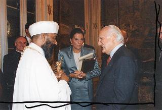 Incontro del Presidente della Repubblica Oscar Luigi Scalfaro con Sua Santità Abuna Paulos, patriarca della Chiesa etiope ortodossa