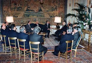 Il Presidente della Repubblica Oscar Luigi Scalfaro riceve in udienza William H. Huntley, presidente del Rotary International