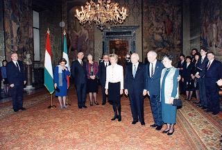 Incontro e successiva colazione in onore del Presidente della Repubblica di Ungheria e della Signora Goencz.