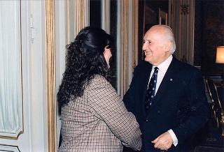 Il Presidente della Repubblica Oscar Luigi Scalfaro incontra Cecilia Carmassi e Andrea Longhi, presidenti nazionali della Federazione Universitaria Cattolica Italiana e alcuni componenti della Presidenza nazionale