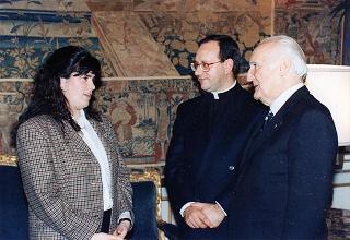 Il Presidente della Repubblica Oscar Luigi Scalfaro incontra Cecilia Carmassi e Andrea Longhi, presidenti nazionali della Federazione Universitaria Cattolica Italiana e alcuni componenti della Presidenza nazionale