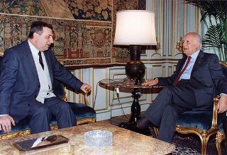 Il Presidente della Repubblica Oscar Luigi Scalfaro incontra l'avv. Giuseppe Gervasio, presidente nazionale dell'Azione Cattolica Italiana, e i componenti della Presidenza nazionale