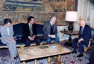 Il Presidente della Repubblica Oscar Luigi Scalfaro riceve in udienza Franco Passuello, presidente nazionale delle Associazioni Cristiane Lavoratori Italiani (ACLI), per il 50° anniversario di fondazione accompagnato da alcuni esponenti