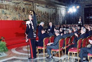Intervento del Presidente della Repubblica Oscar Luigi Scalfaro alla cerimonia di consegna delle "Stelle al merito del lavoro" ai nuovi Maestri del lavoro del Lazio e dell'Umbria